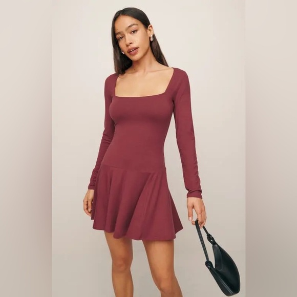 NWOT | Reformation | Coen Square Neck Knit Dress in Red | Sz M - Picture 3 of 12